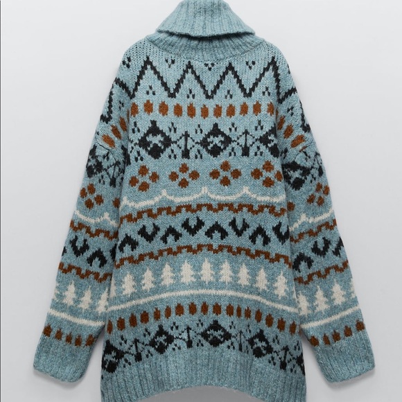 ZARA Oversized Knit Jacquard Sweater - Picture 9 of 9